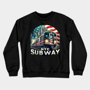 New York Subway USA Flag themed NYC Subway Train Crewneck Sweatshirt